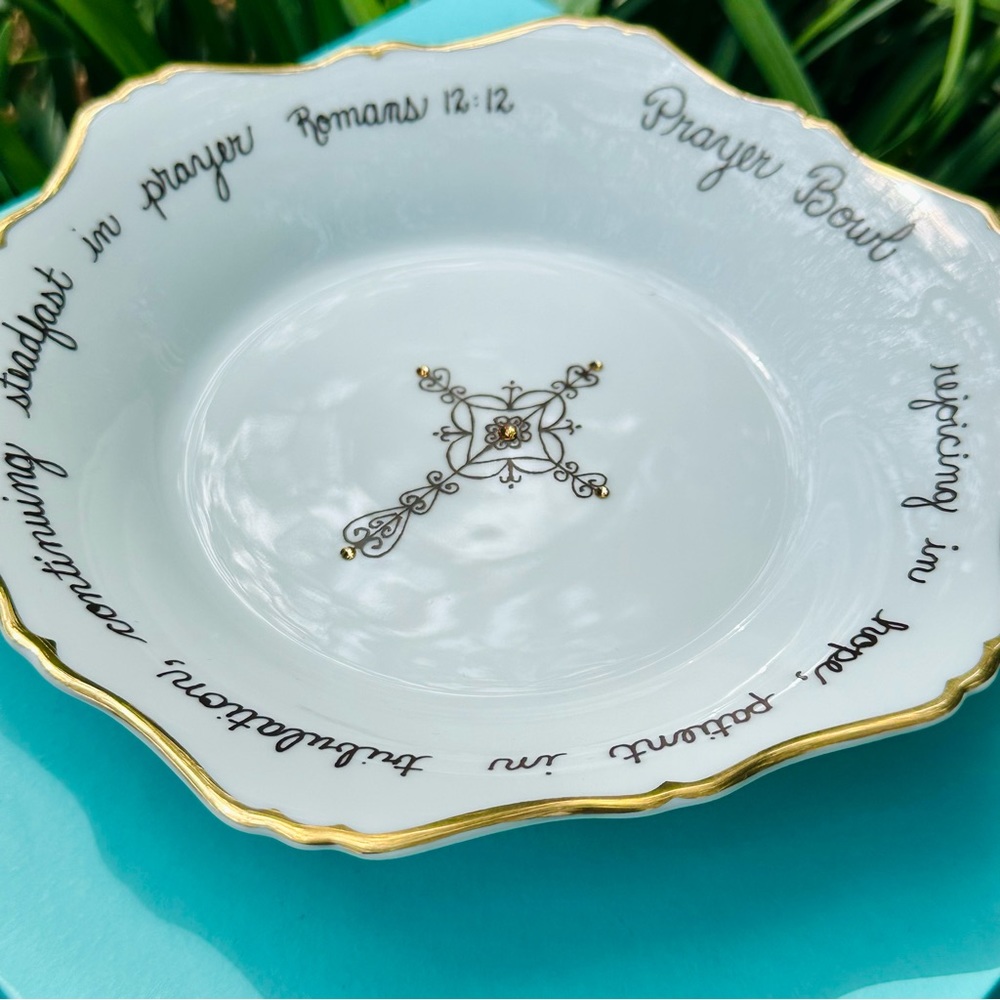 Ceramic PRAYER BOWL with CRYSTALS